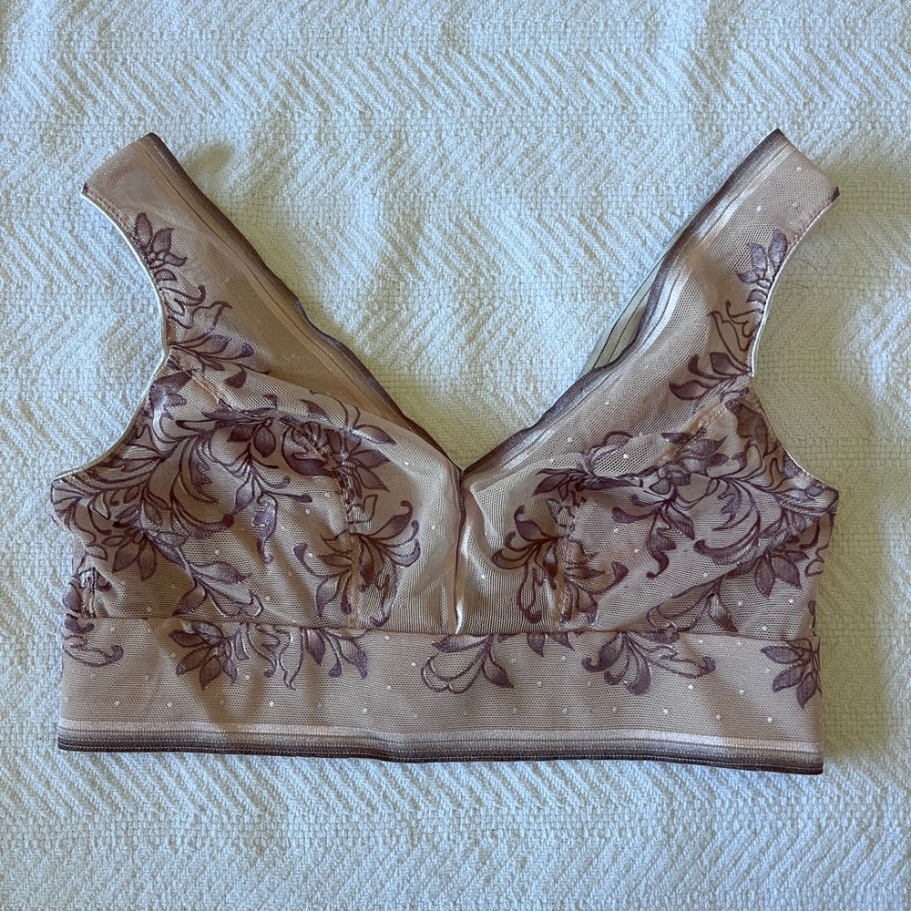 Wacoal Embroidered Lace Bralette - Brown and Purple